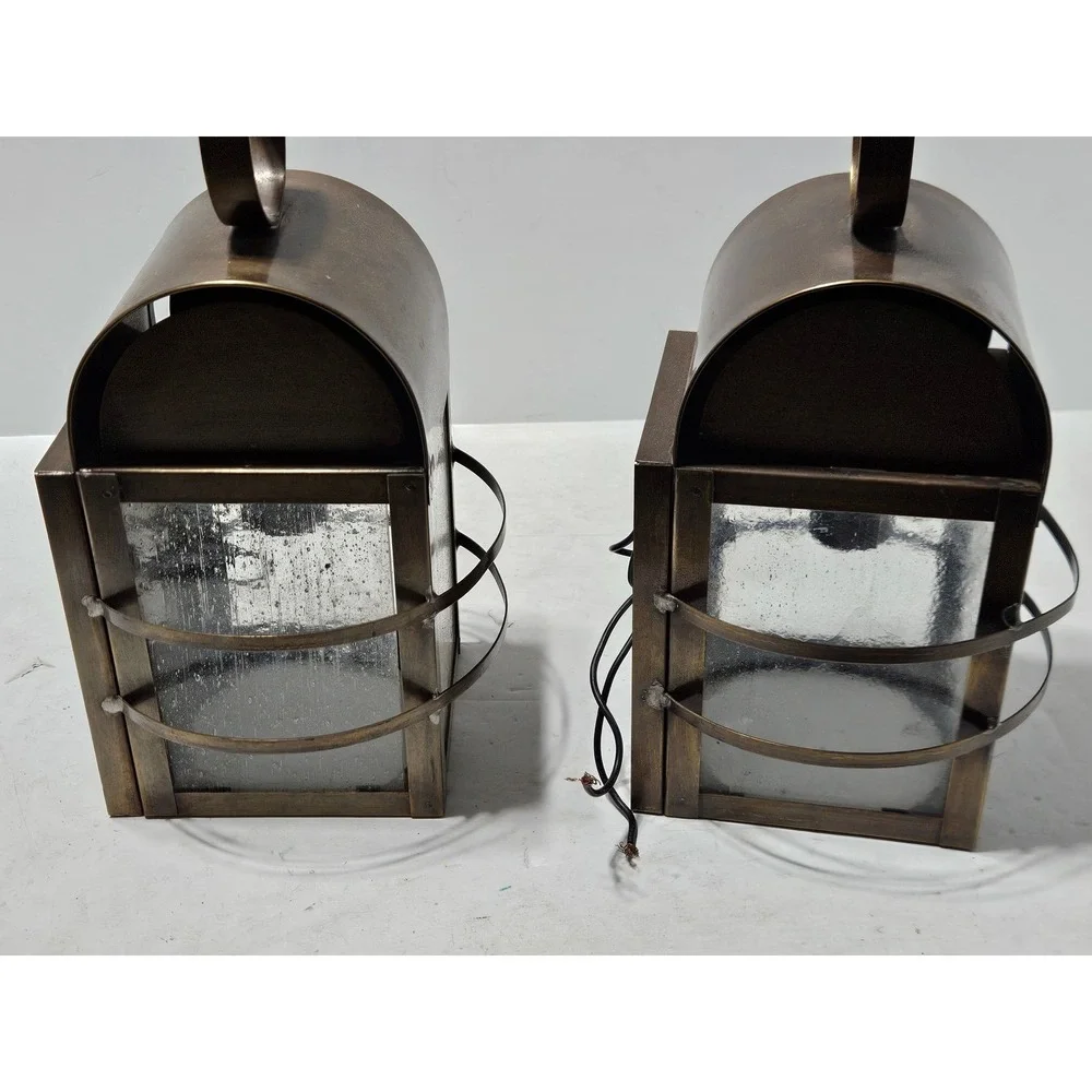 Corbett Lighting Outdoor Wall Lantern Sconce Set Brass Seeded Glass Vintage